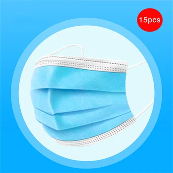 

15 pcs/lot Unisex Disposable Face Masks Dust Protection Anti-Pollution 3 Layers Mask Elastic Hanging Ear Dust Filter Safety Mask