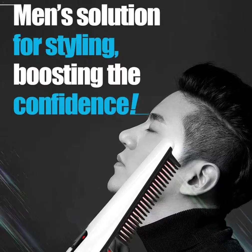 Щипцы для завивки волос для мужчин, все в одном, керамический утюжок для укладки волос, расческа для бороды, выпрямитель для завивки волос, набор для быстрого укладки волос для мужчин