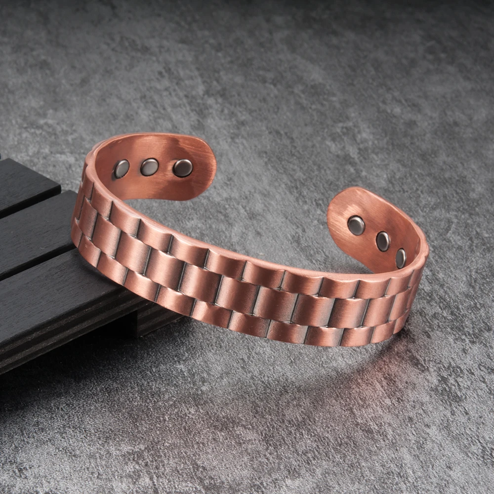 Enhance Your Wellness and Style with Ultra Strength Pure Copper Men's Magnetic  Bracelet and Ring Set