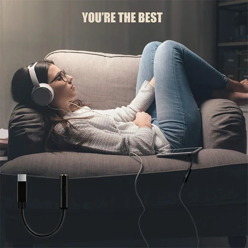 USB Type C to 3 5mm Digital Audio Cable With HI Res DAC Chip Female Headphone Gold Plated Jack Adapter USB C to Aux Audio Cable