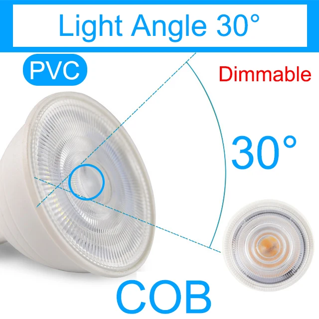 Затемнения Светодиодный точечный светильник MR16 E27 GU10 E14 светодиодный потолочный светильник 6W 7W 8W AC12V 220V 240V LED пятно света Светодиодный лампы светильник Lampada Bombillas холодной теплый белый - Испускаемый цвет: 30 Angle 6W