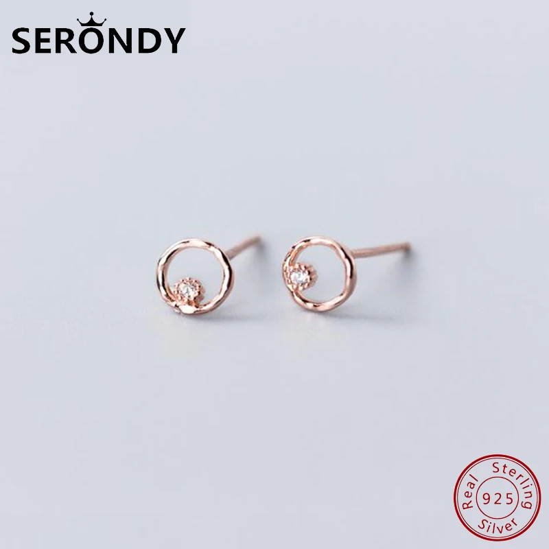 

SERONDY Circle Crystal 925 Silver Earrings For Women Unusual Jewelry Stud Earring 2020 New Hit Undefined Female Gift ED10964