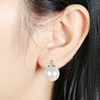 Freshwater Pearl Stud Earrings For Women Sterling Silver 925 Fine Jewelry Cute Korean Earrings Zirconia Rhinestone Antioxidation ► Photo 3/6