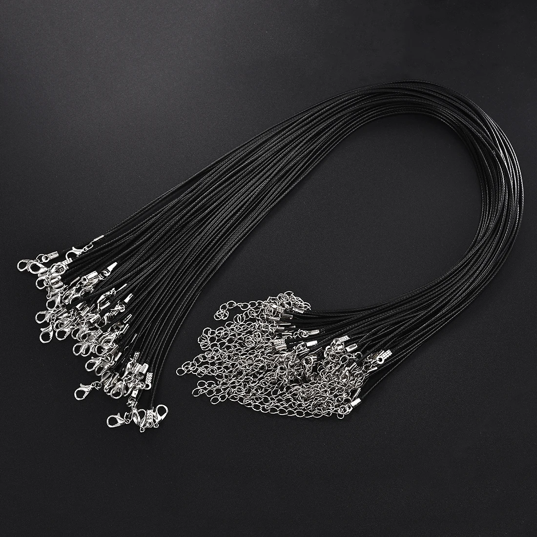 2mm Black Leather Cord Necklace with Sterling Silver Lobster Clasp | Available Lengths 12 - 30
