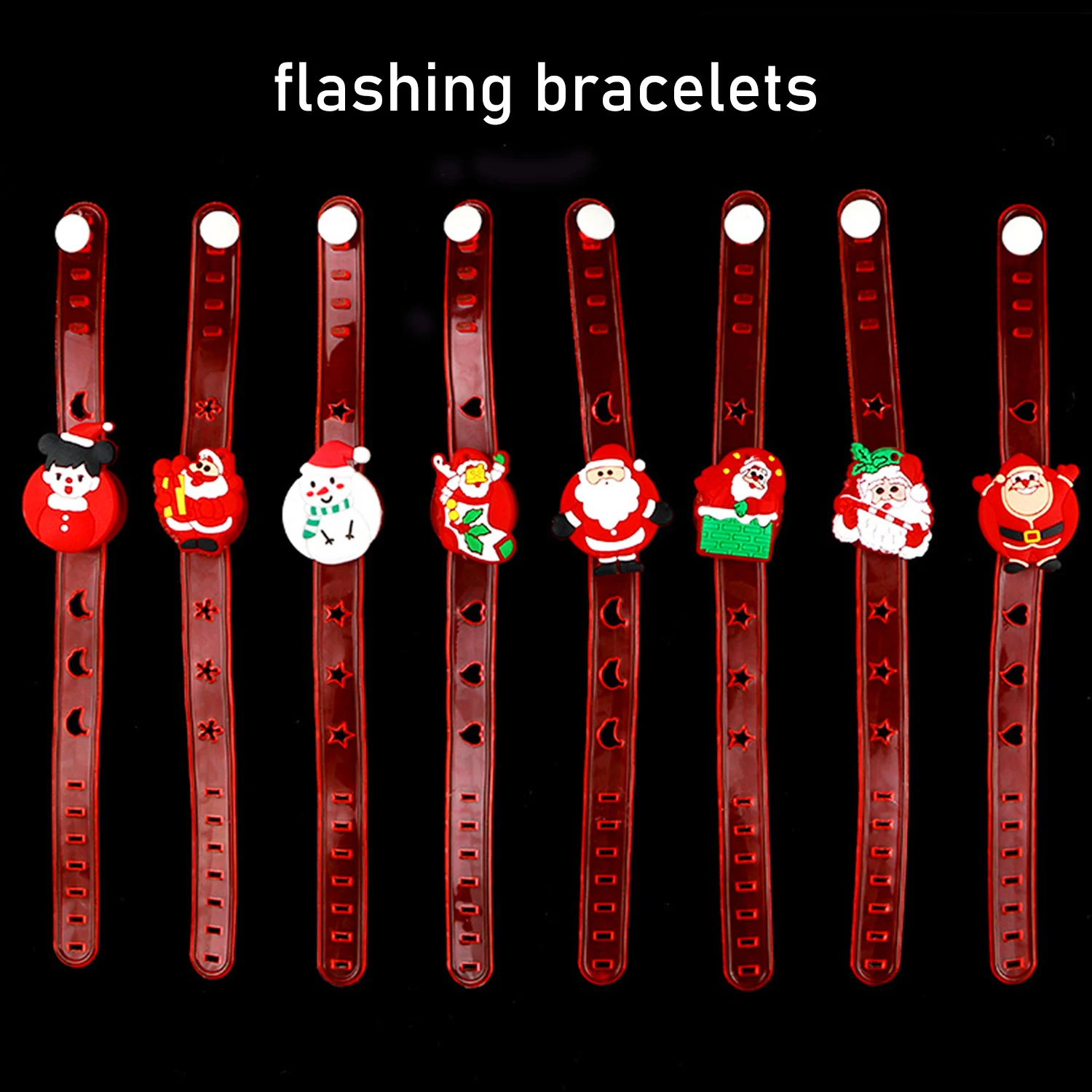 Kids 24PCS Cartoon Christmas Glowing Finger Ring Sparkling Bracelet Led Flashing Necklace Luminous Deer Headband Xmas Decor Toy