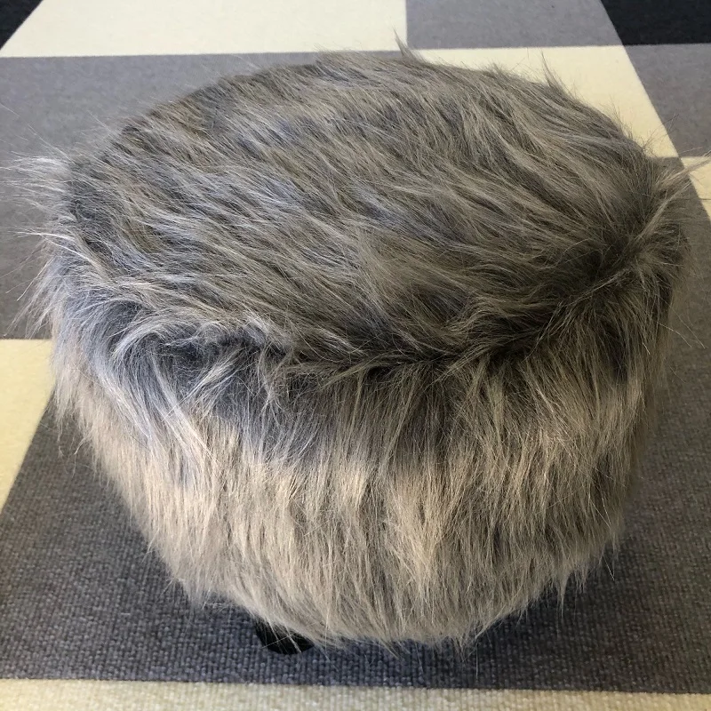 Description Picture 3 of itemPlush Fabric Ottoman Cover Footrest Covers Artificial Wool Soft Sheepskin Chair Covers Footstool Protector Covers Without Stool