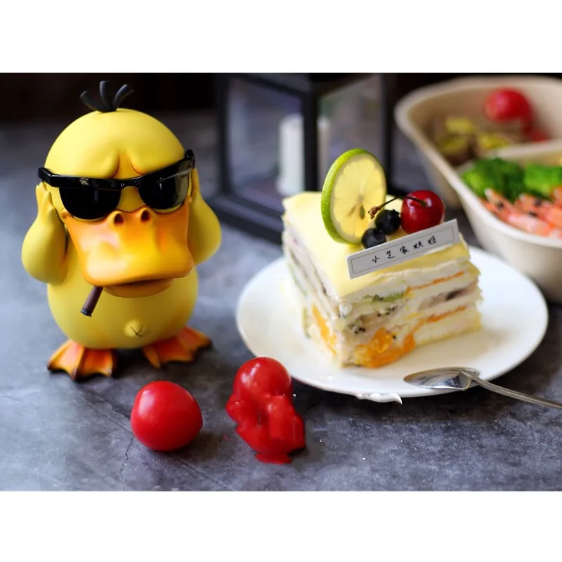 Цвет: желтый " аниме милая статуя животного утка бюст Psyduck полноразмерный портрет домашний декор праздничный подарок GK фигурка игрушка коробка 15 см V678 - Цвет: Цвет: желтый