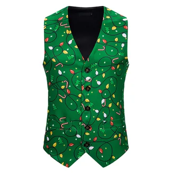 

Green Christmas Vest Men 2019 Brand New Mens Suit Vest Slim Fit Single Breasted Waistcoat Men Party Wedding Prom Dress Vests Man