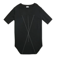 The 2016 summer irregular thin line loose Round collar short sleeve T-shirt tide male t-shirts t-shirts unlined upper garment