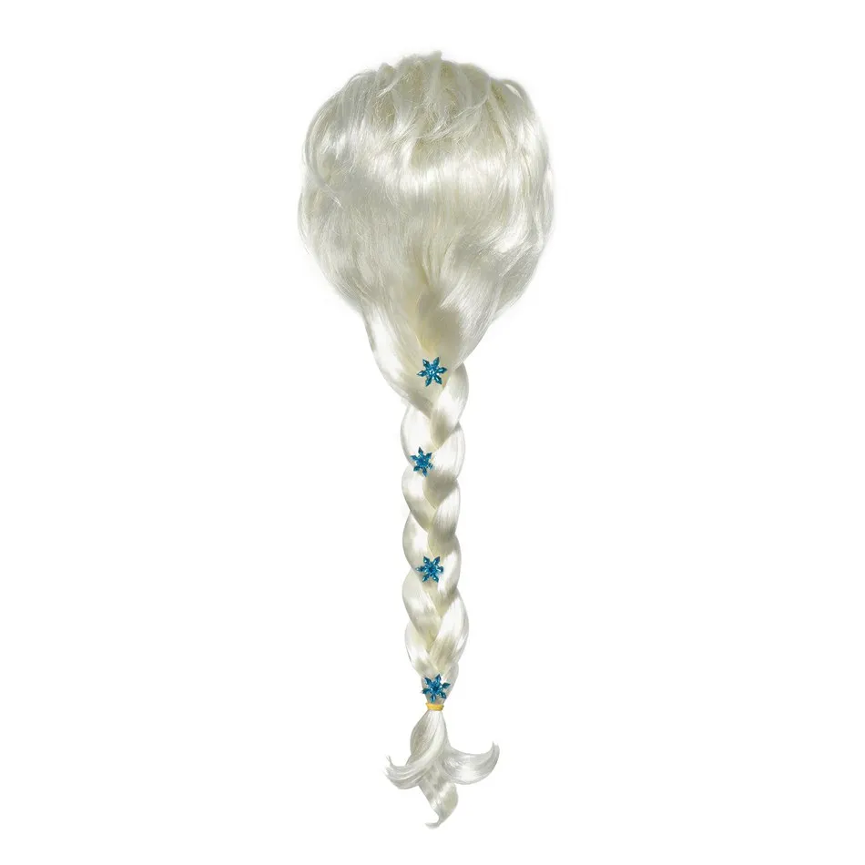 Elsa Wig Новогодние костюмы Снежная королева 2 Платье Эльзы для девочек детское пальто и леггинсы; Рождественские одежда принцессы праздничный костюм принцессы Эльзы детское платье со шнуровкой - Цвет: Elsa Wig
