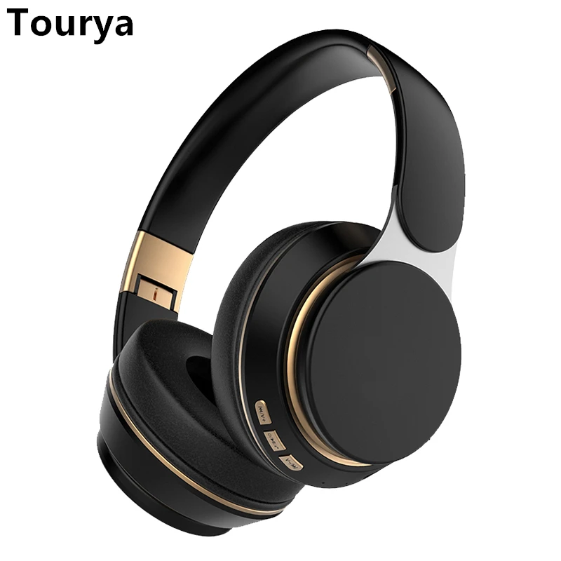 Tanie Tourya T7 słuchawki bezprzewodowe Bluetooth 5.0 zestaw słuchawkowy składane Stereo regulowane słuchawki z mikrofon do telefonu Pc TV Xiaomi Huawei