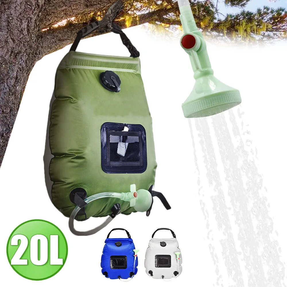 20L Solar Power Shower Camping Water Portable Sun Compact Heated Outdoor Kit UK 
