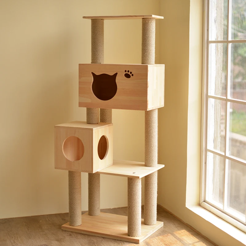 Твердый деревянный каркас для скалолазания кошек из цельного дерева гнездо для кошек Дерево Игрушка для кошек Мебель для кошек дерево для скалолазания кошек - Цвет: Красный