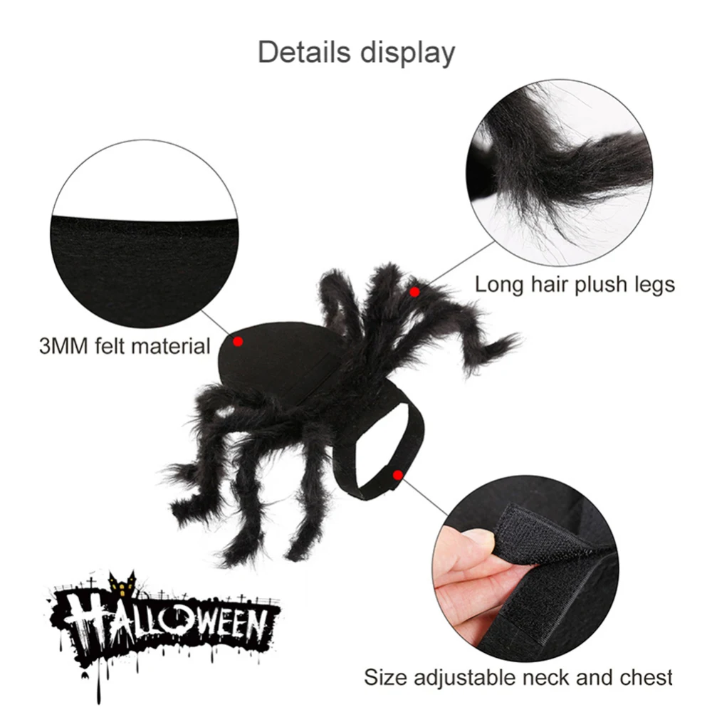 Disfraz de Mascota para Halloween, accesorios de broma para perro, gato, araña negra, atrezo terror, mochila de de terror, divertido|Decoraciones DIY de fiestas| - AliExpress