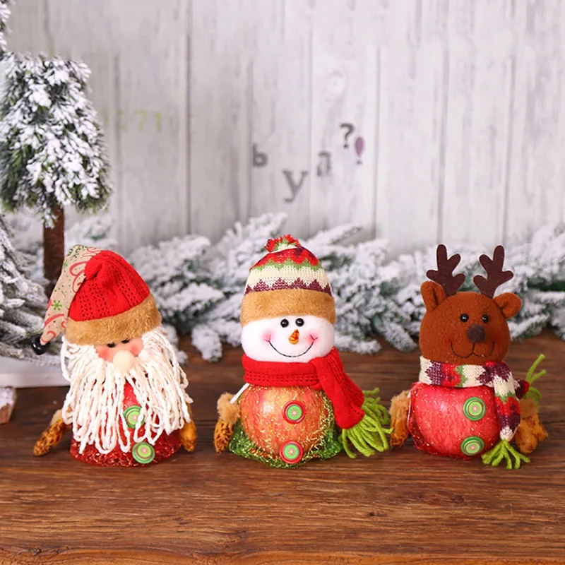 Рождественское яблоко сетки сумки конфеты держатели для подарков со снеговиками, с северными оленями коробочки для яблок елки украшения