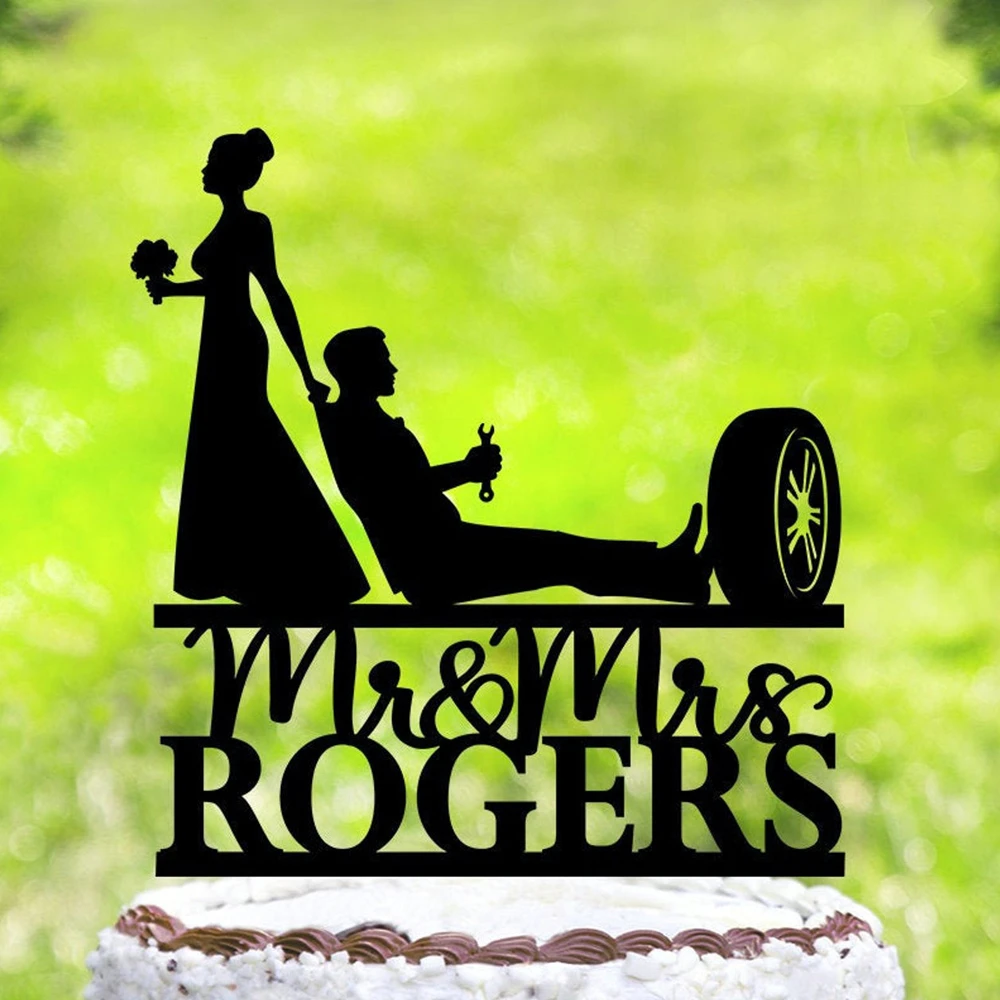 Garniture De Gateau De Mariage Garniture De Gateau De Mariage Drole Mecanique De Voiture Outils De Cle Mariee Et Marie Mr Mrs Garniture De Gateau Aliexpress