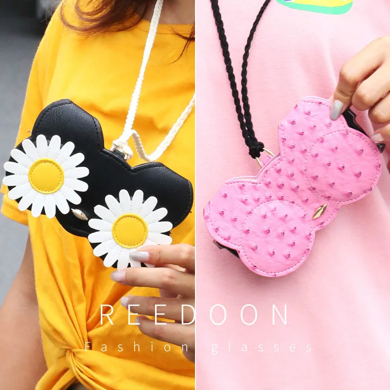 Новый милый дорожный женский Чехол для очков из искусственной кожи с мультяшным