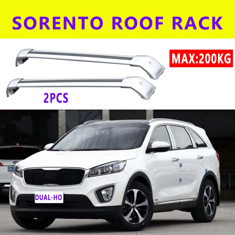 2PcsRoofBarsforKIASORENTOIIIUMPRIME20152019AluminumAlloy