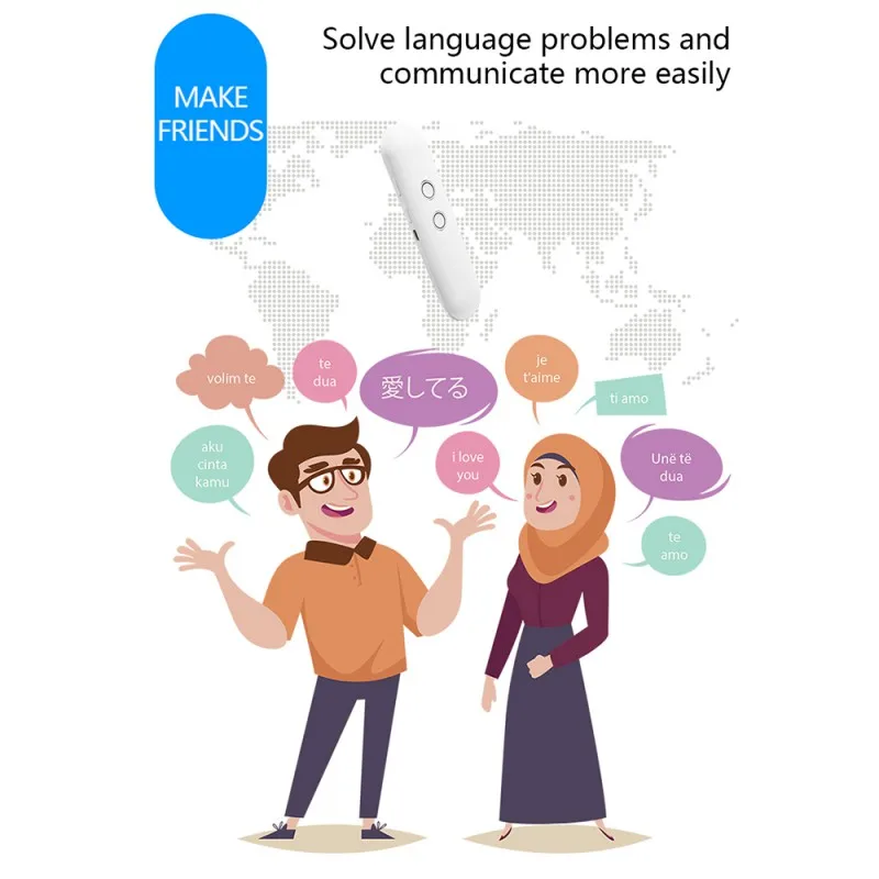Двухсторонний легкий Транс умный голосовой переводчик портативный Bluetooth 5,0 42 language s