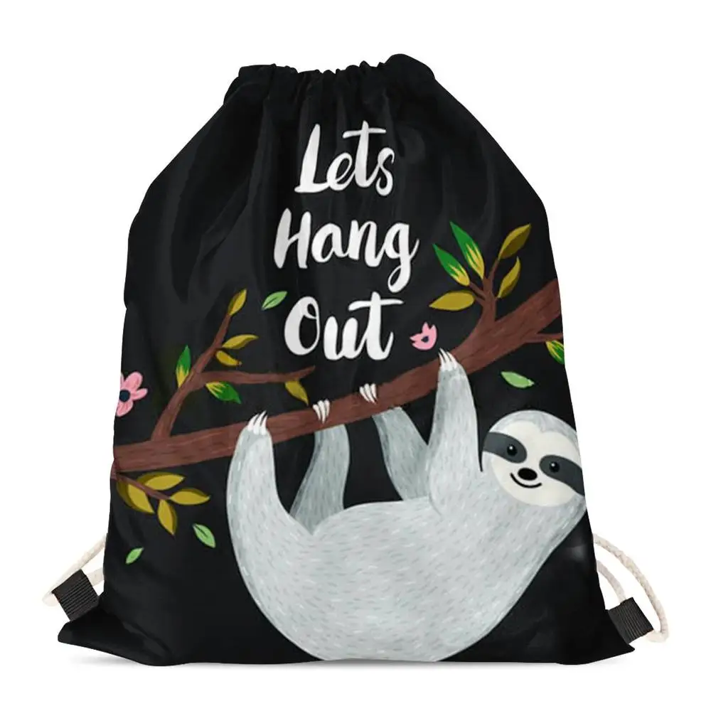 HXA19Z3 HaoYun дерево Ленивец шаблон повседневный рюкзак мешок для девочек Kawaii животных небольшой шнурок сумки дамы путешествия обувь сумки для хранения - Цвет: HXA19Z3