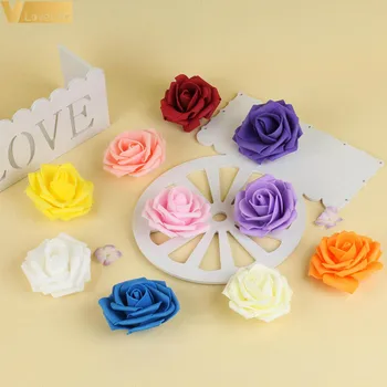 

50pcs Foam Roses 7cm Artificial Foam Flower Heads DIY Teddy Bear Mold PE Rose Bear Valentine's Gift Accessories Decoration