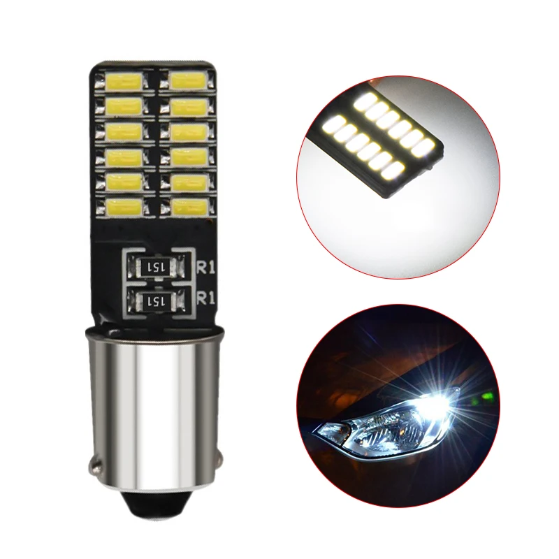 1 шт. T4W BA9S Canbus светильник неполярный BA9S 24SMD 4014 светодиодный ошибок 24SMD лампа для чтения светильник лампы для укладки лампы белый 12V