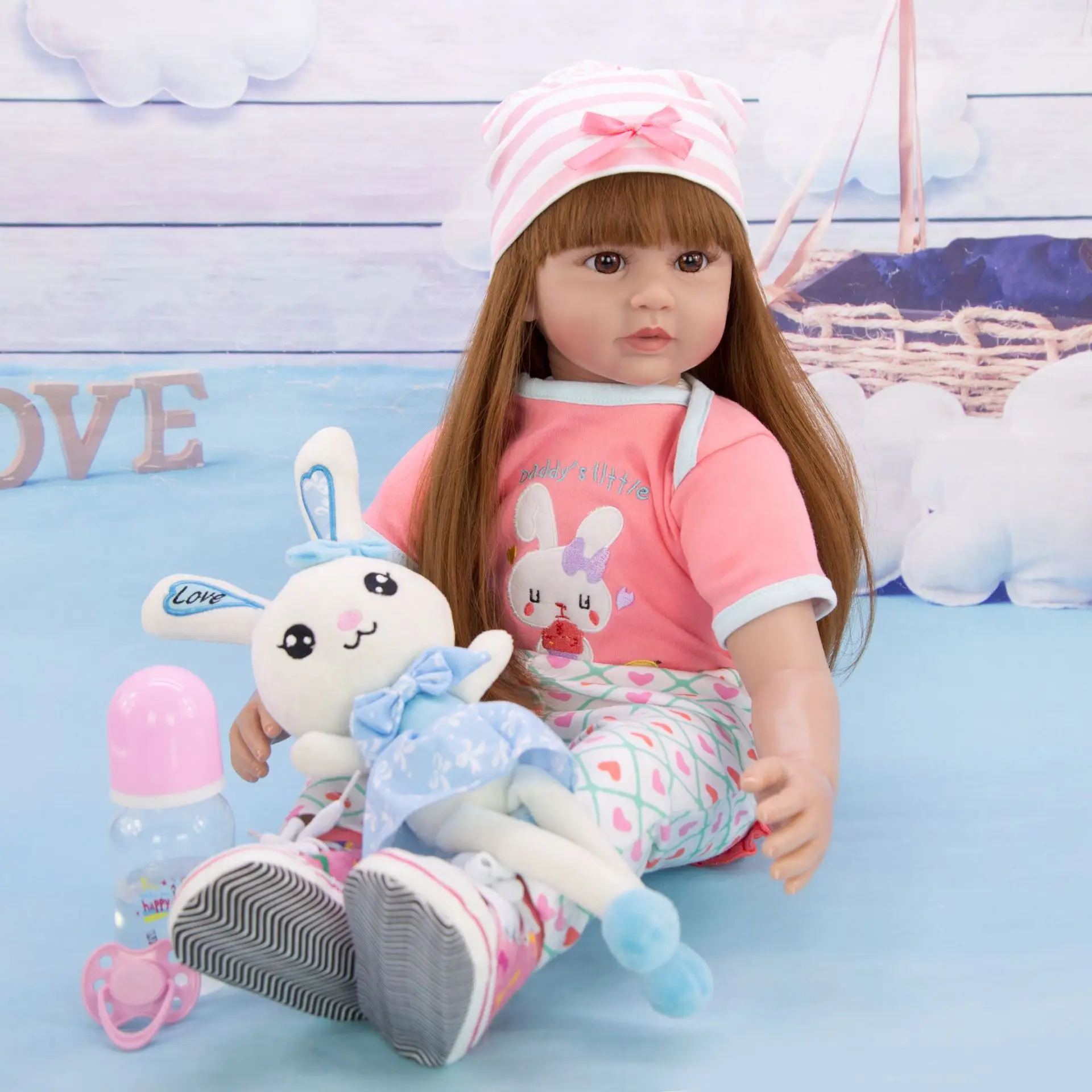 KEIUMI 60 см большая мягкая силиконовая виниловая Кукла Reborn Baby Doll Реалистичная 2" bebe Reborn Menina длинные волосы дети Playmate подарок игрушки