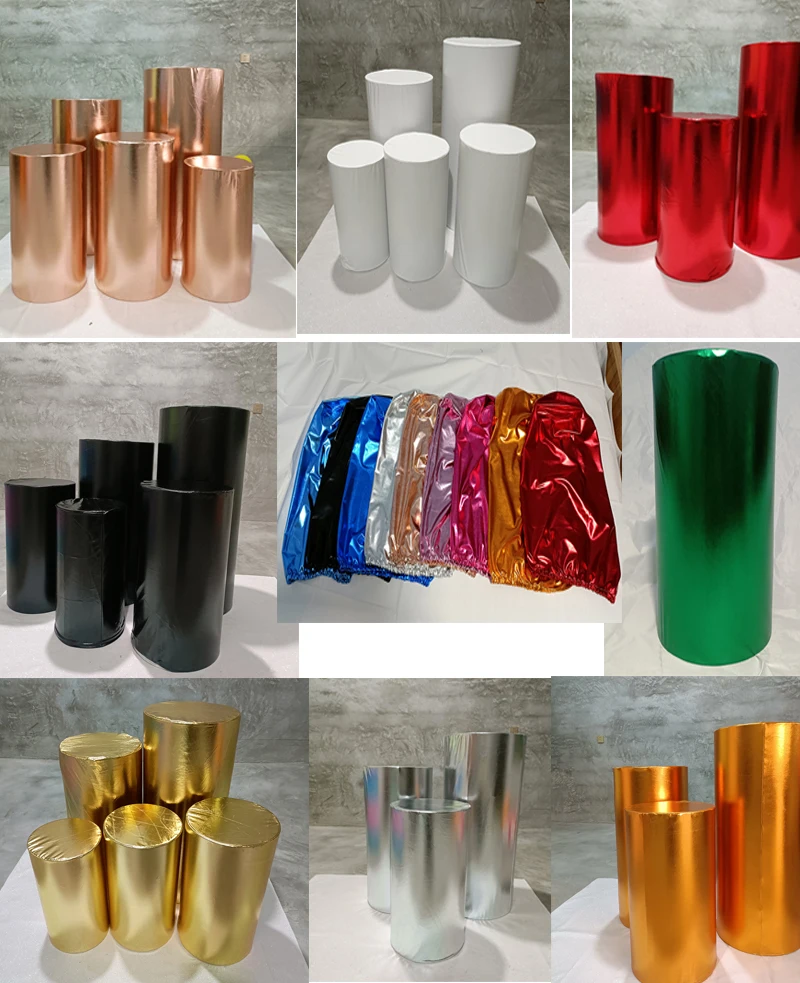 Party Decoration Covers Metallic Fabric Stretch Cloth Elastic Pedestal Cylinder Table Covers