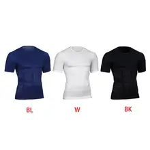 Мужская компрессионная футболка с коротким рукавом, Корректирующее белье для похудения, корсет для живота, пояс для талии, нижняя рубашка, корректное нижнее белье