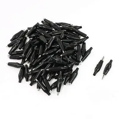 

100 Pcs 35mm Alligator Clip Battery Clamp Terst Probe Black