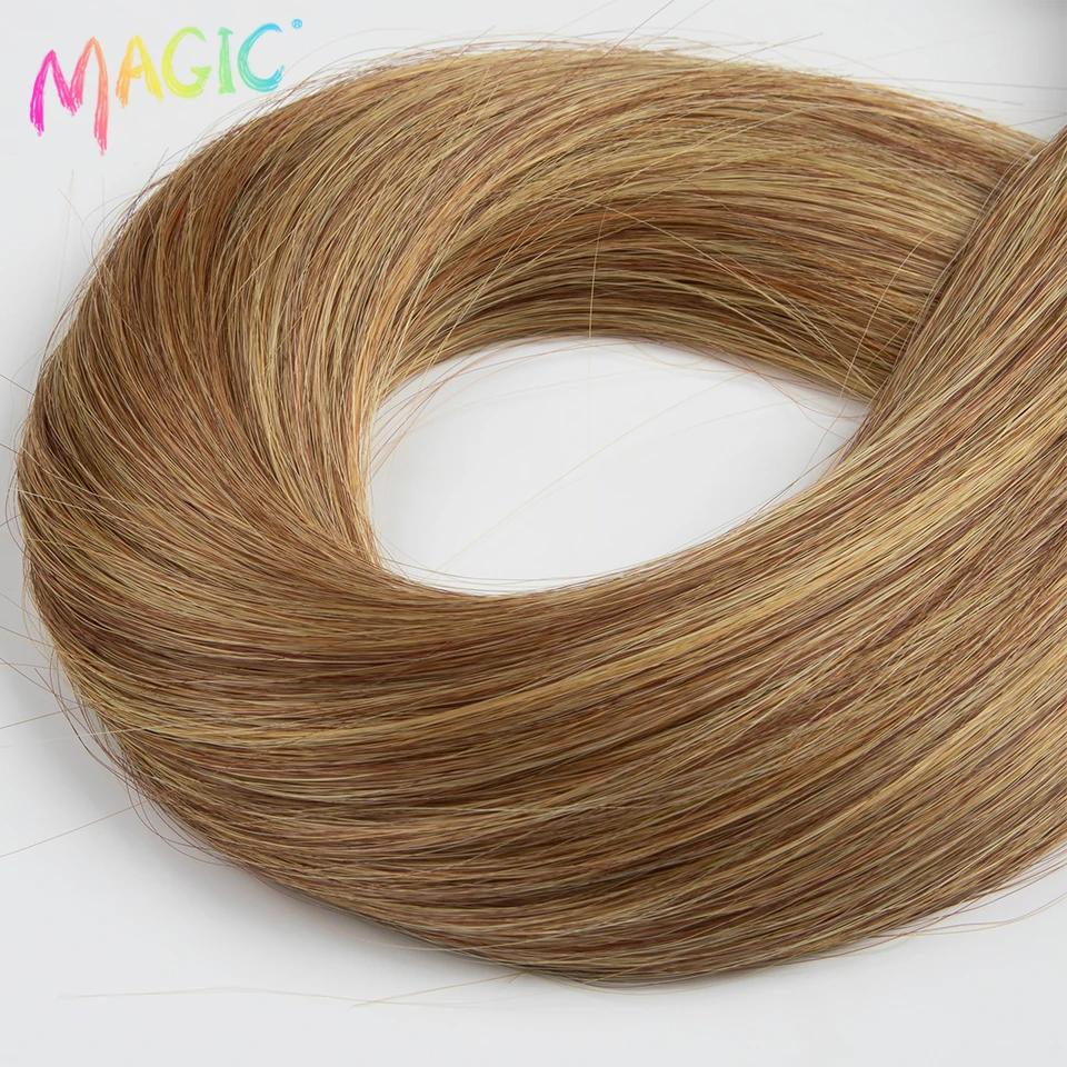 Magische superlange glatte Haarverlängerungen, Ombre-Blondes Haarbündel, weiches Haar, synthetisches 24-Zoll-Naturhaar für Frauen – Detail 28