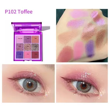 

9 Colors Neon Eyeshadow Pallete Colorful Waterproof Glitter Eyeshadow Makeup Pallete Lasting High Pigment Effect Eye Shadow