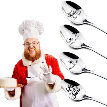 

Taoup Metal Merry Christmas Spoons Xmas Tableware Pendants Drop Ornaments Christmas Table Decor for Home Noel 2020 Navidad Gift