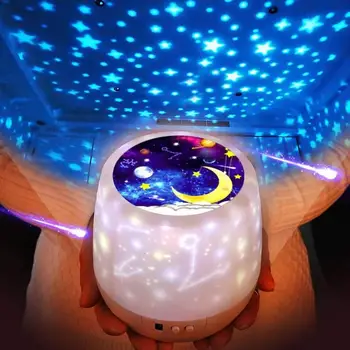 

Starry Sky Projection Battery USB Lamp Rotation Children Bedside Night Light Operated Rotating Kids Bedroom Decoration