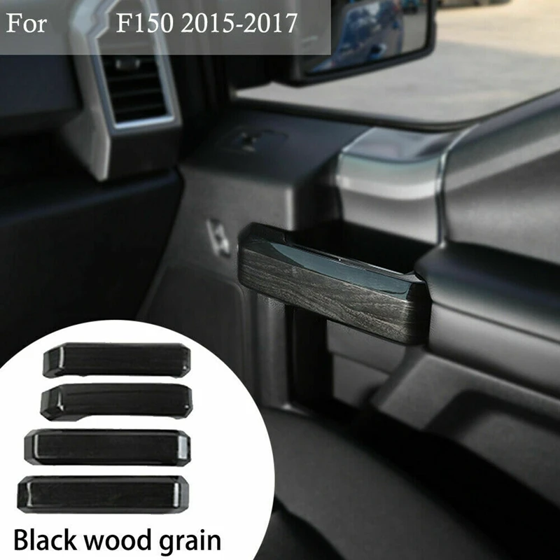 5xInterior в виде руля и дверные ручки Накладка для Ford F150 черное дерево зерна