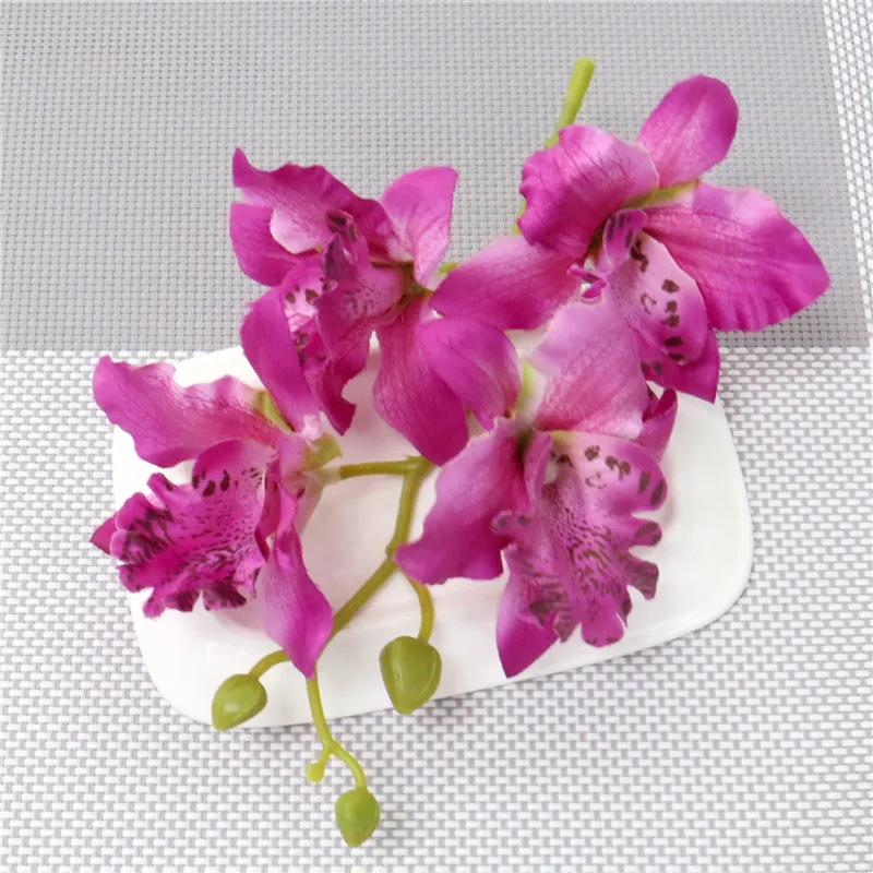 Модный искусственный цветок Cymbidium, Шелковая бабочка, Орхидея, шелк, цветочный букет, фаленопсис, 3D украшение для свадьбы, дома, Рождества - Цвет: A 5