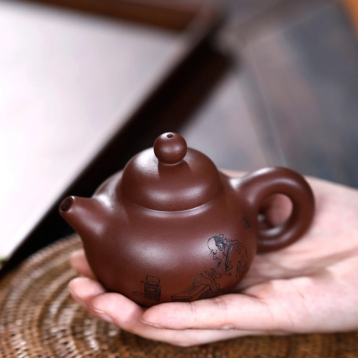 

Teapot Famous Manual Raw Ore Bottom Groove Clear Purple Clay Huaying Pot Kung Fu Tea Have Household Infusion Of Tea Kettle