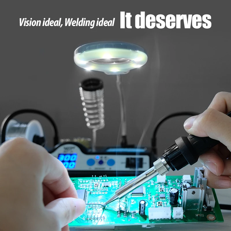 WEP 927 클립형 납땜 인두 (옵션: 확대경 램프, 디지털 디스플레이 포함) 전기 납땜 인두 키트 세트 납땜 스테이션