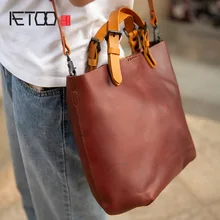 AETOO кожный слой головы Ретро Искусство ремесло маленькая квадратная сумка, сотня комплектов одно плечо наклонная мини-сумка