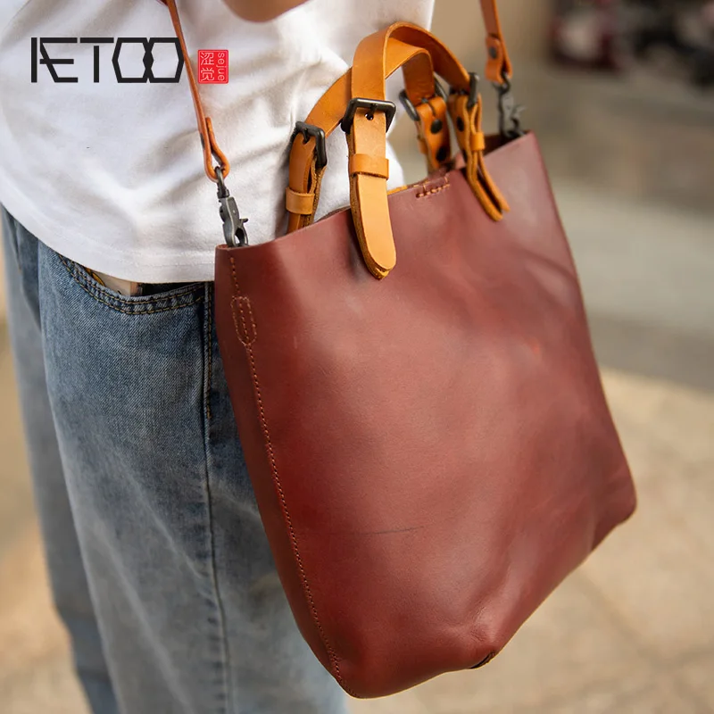 

AETOO Head layer leather retro art art craft small square bag, hundred-set single-shoulder slant mini bag