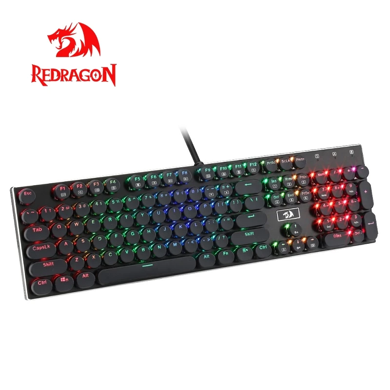 Redragon USB Механическая игровая клавиатура эргономичная RGB светодио дный светодиодная подсветка ключи полный ключ анти-ореолы 104 проводной