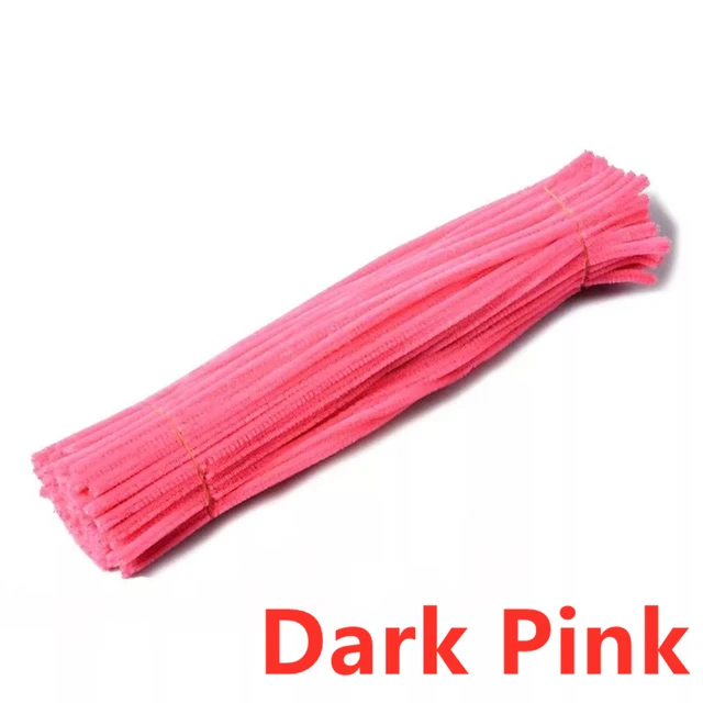 100pcs 30cm Chenille Stems Pipe Cleaners Kids Plush Educational Toy Colorful Pipe Cleaner Toys Handmade DIY Craft Supplies Dark Pink 100Pcs