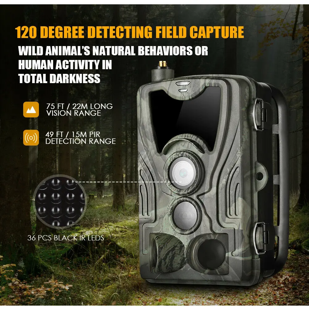 Suntekcam 2G MMS/SMTP/SMS Hunting Trail Camera 20MP 1080P HC801M  Wildlife Night Vision Photo Traps  0.3S Trigger Hunter  Cam