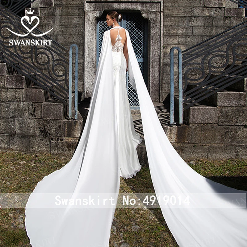 Бохо аппликации свадебное платье Swanskirt I224 Милая оболочка съемный рукав свадебное платье суд Поезд Turkry Vestido de Noiva