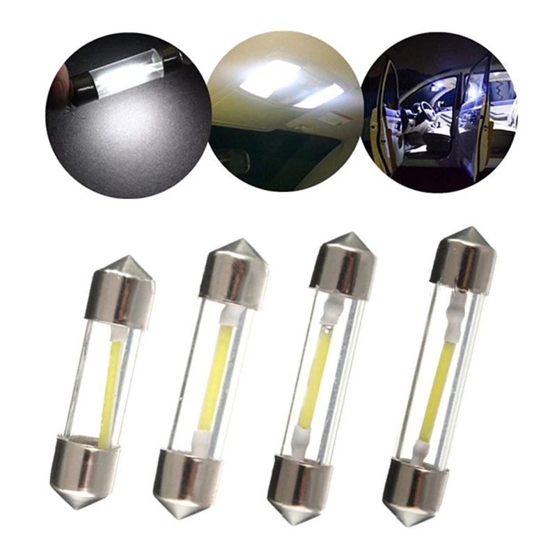 

2pcs Festoon Led Bulbs C5W 31MM 36MM 39MM 41MM COB LED Double-Pointed Light Car Reading Dome License Plate Lights 6000K White