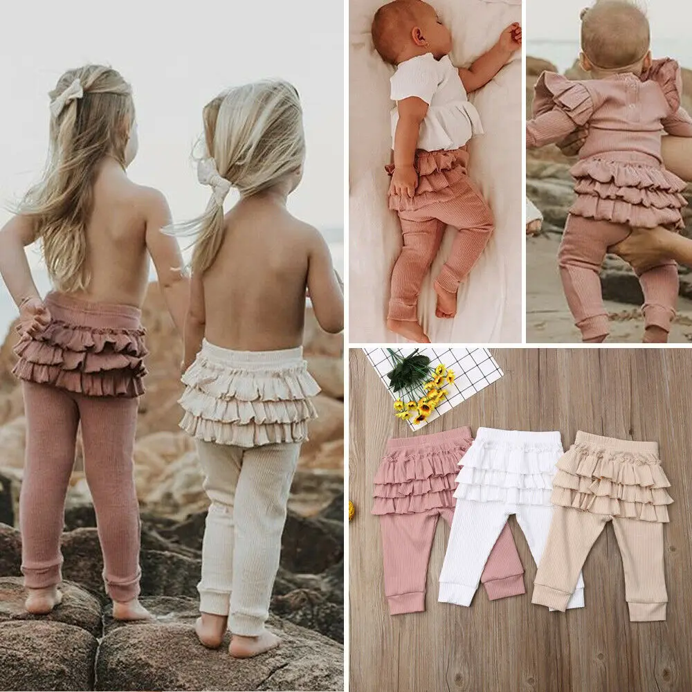 Newborn Infant Baby Girls Soft Cotton Solid Knit Ruffle Tights Leggings  Stretch Casual School Long Pants Pink 612 Months  Amazonin Fashion