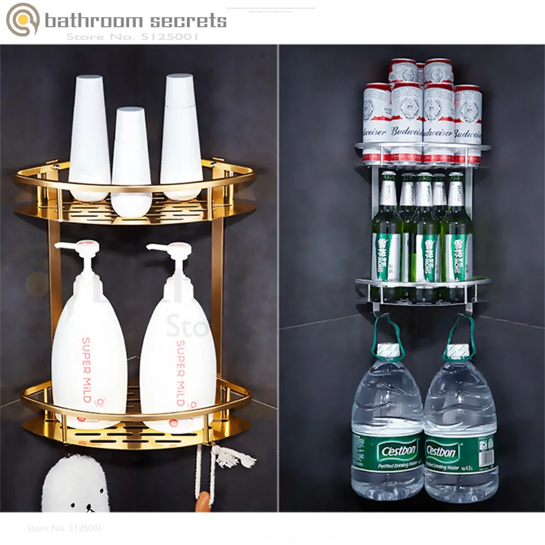 Bathroom Shelf Toilet Toilet Vanity Towel Storage Free Punching Wall-mounted Corner Frame Bathroom Towel Hanger