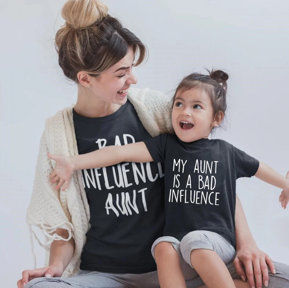 Cheap Family Matching Tshirts Bad-Influence My-Aunt-Is And Summer 1pc Short Tops Tees VRM8A6abMWB