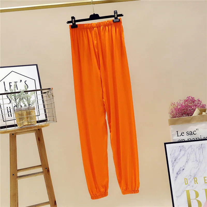 AMOR LIVE многоцветные эластичные крутые женские штаны-шаровары с высокой талией, свободные штаны, повседневные летние брюки - Цвет: Orange