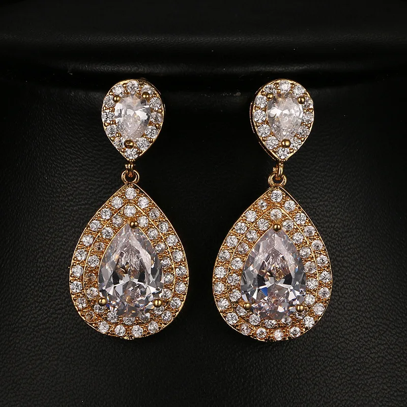 SoAyle роскошные двухслойные серьги Halo Micro Pave CZ имитация двойной капли Искрящиеся